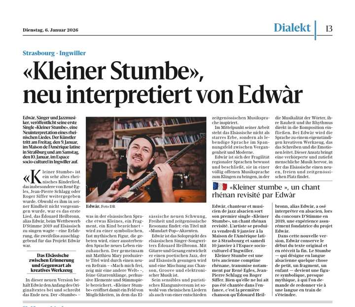 Rheinblick Janv 26 - Sortie single 'Stumbe'