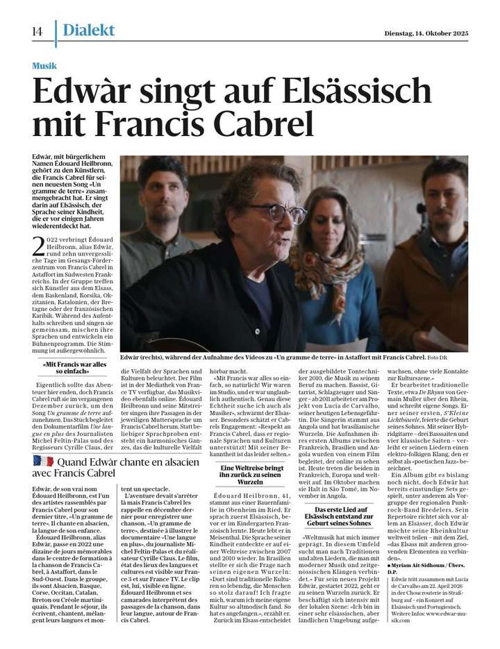 Rheinblick Oct 25 - 'Un gramme de terre' mit Francis Cabrel